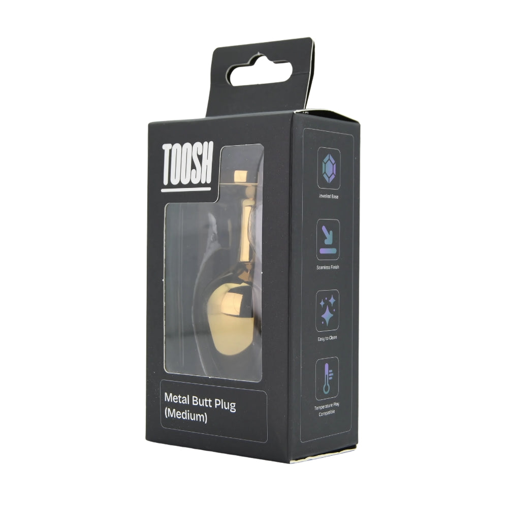 Toosh Gold Metal Butt Plug Medium Clear Stone