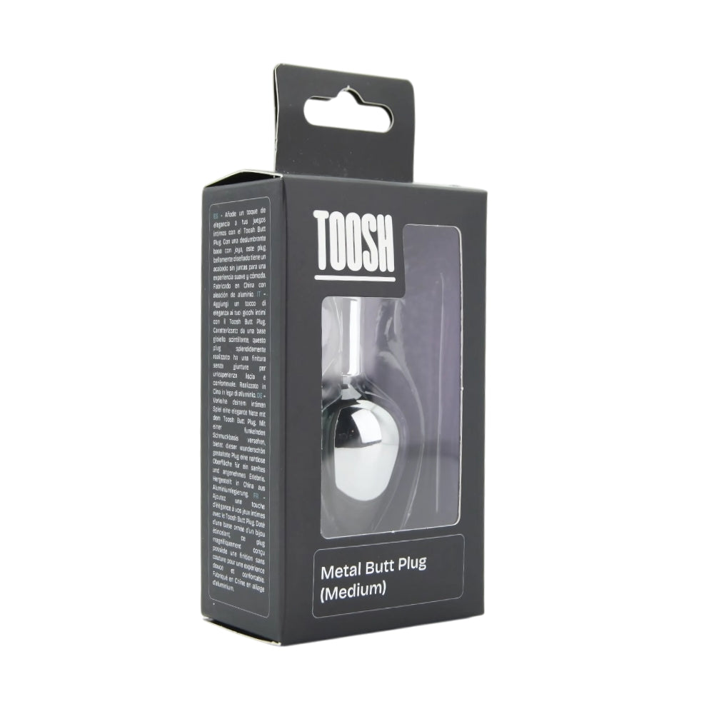 Toosh Silver Metal Butt Plug Medium Clear Stone