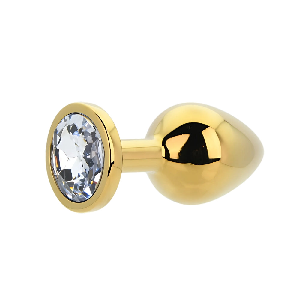 Toosh Gold Metal Butt Plug Medium Clear Stone