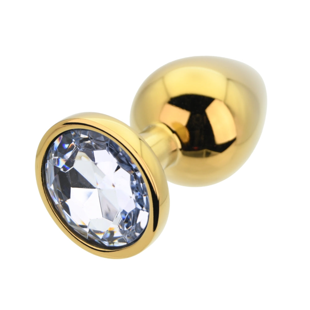 Toosh Gold Metal Butt Plug Large Clear Stone