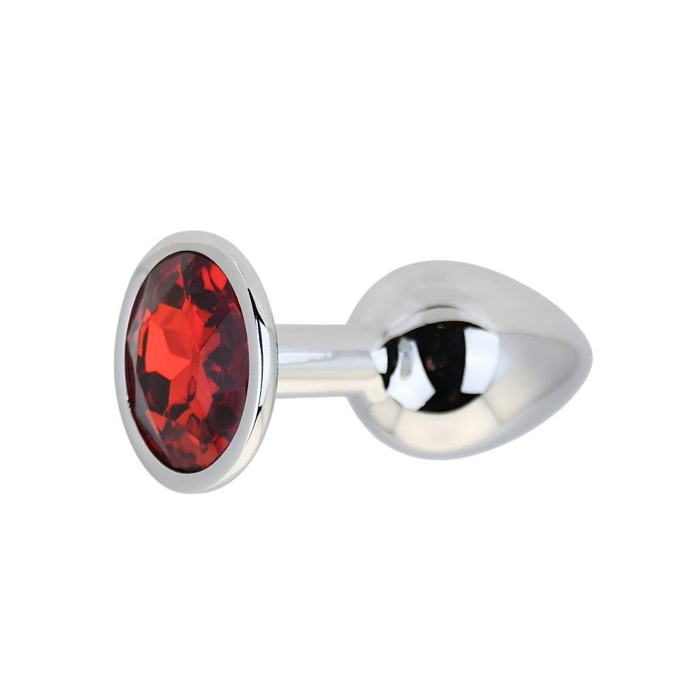 Toosh Silver Metal Butt Plug Small Red Stone