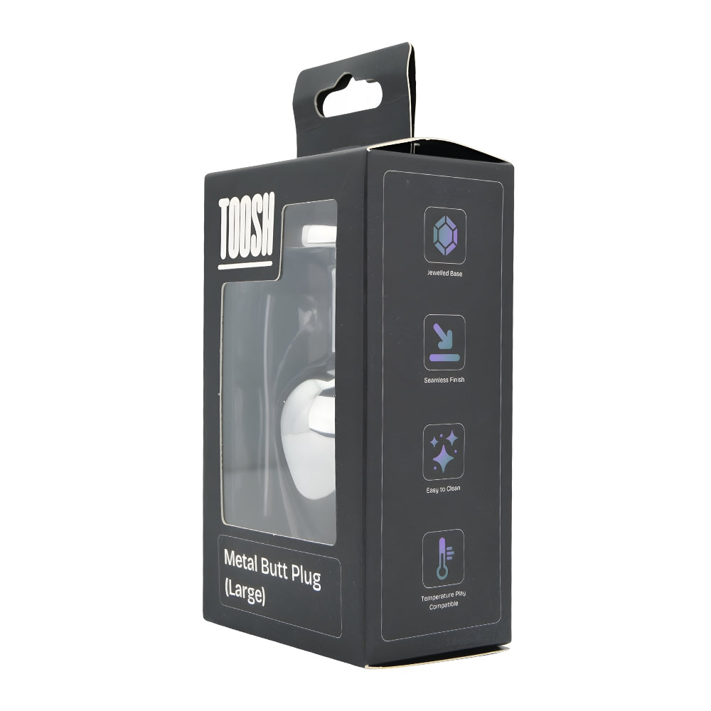 Toosh Silver Metal Butt Plug Large Red Stone