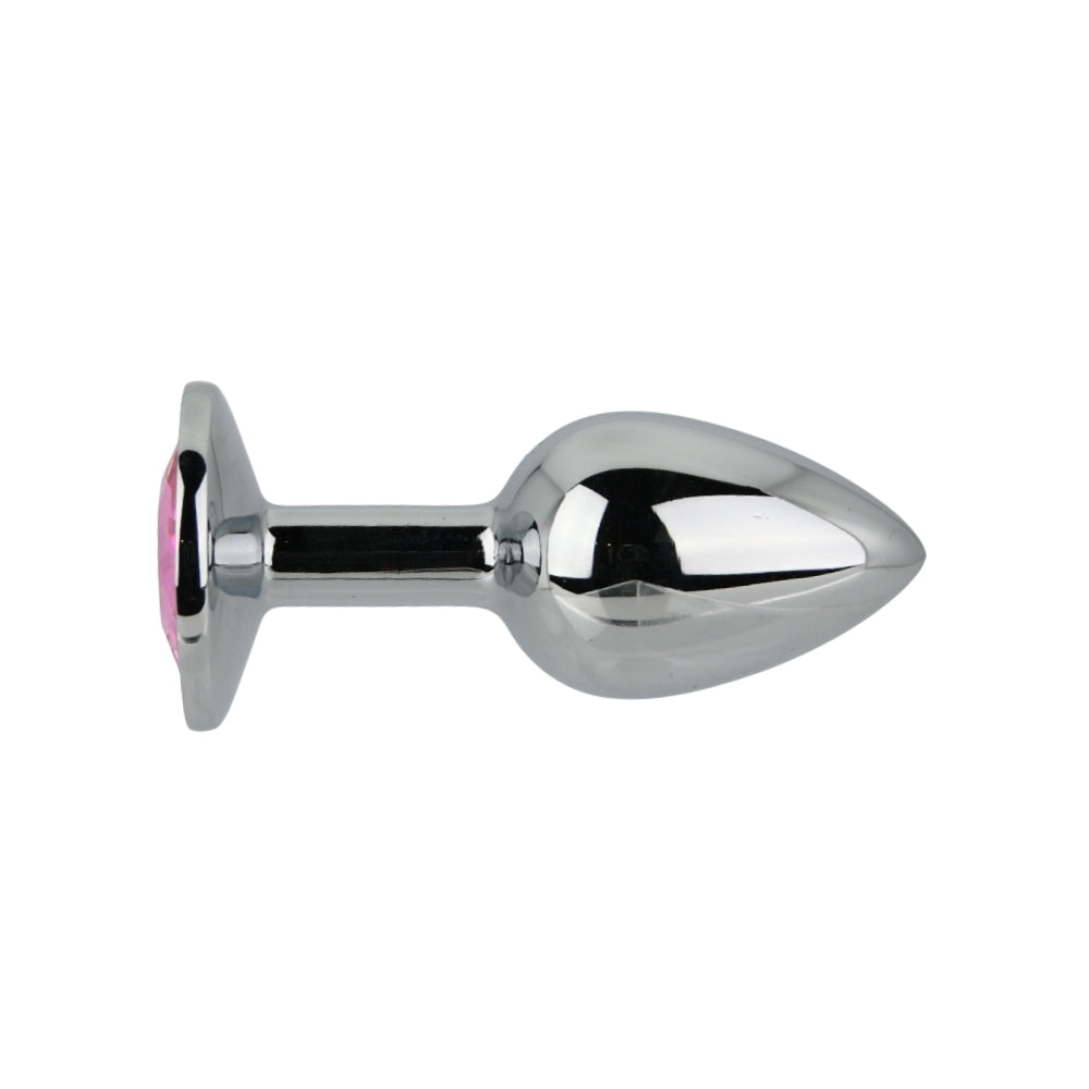 Toosh Silver Metal Butt Plug Small Pink Stone