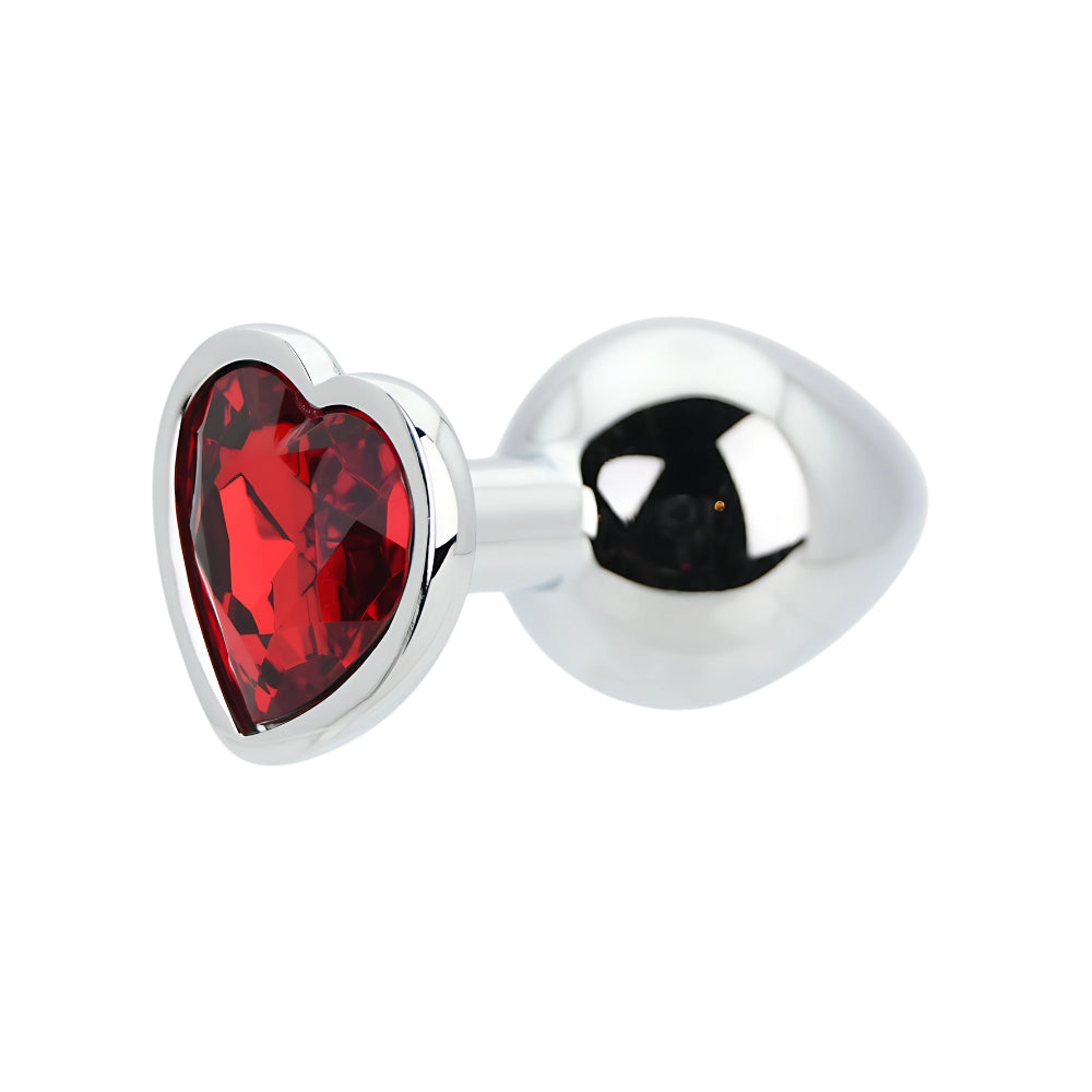Toosh Heart Shaped Silver with Red Stone Medium