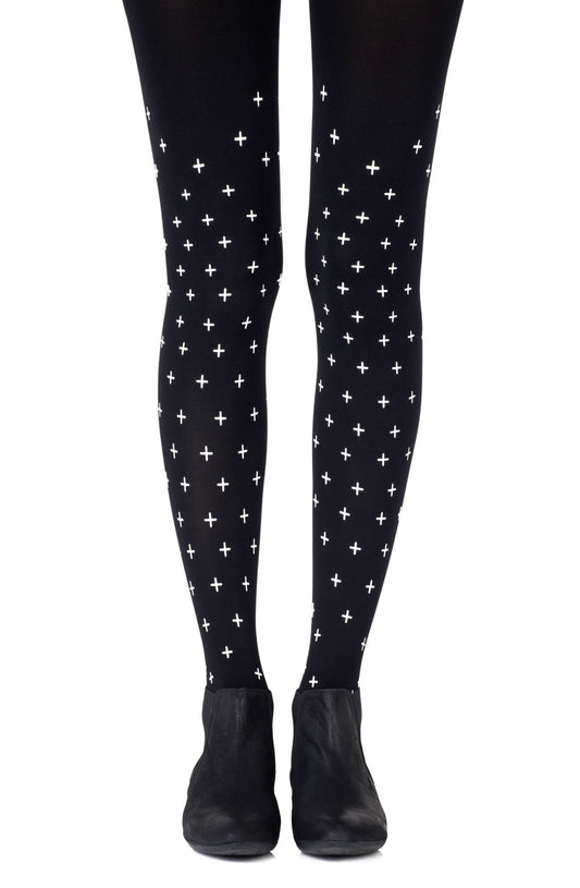 Zohara "You + Me = Love" Black Tights